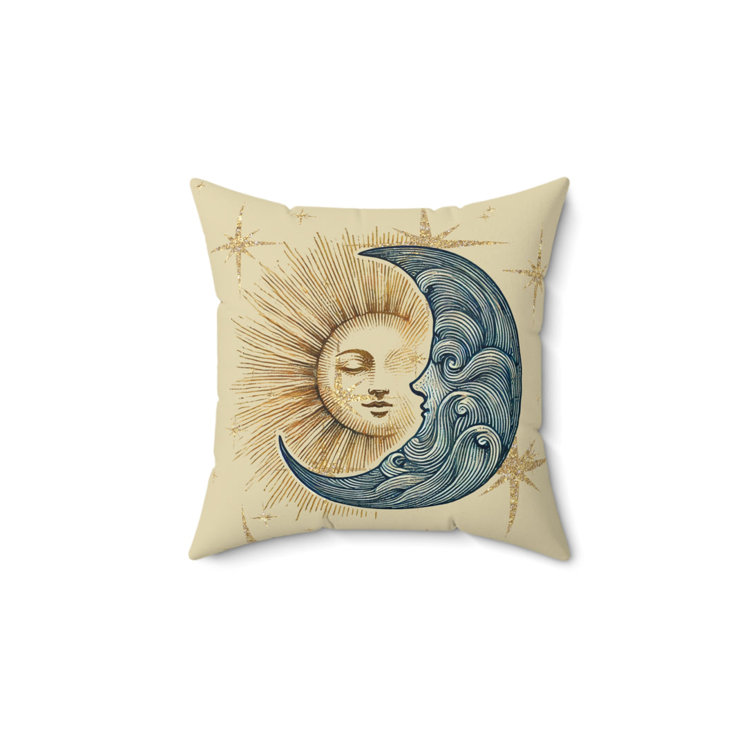 Sun and Moon Faux Suede Square Pillow