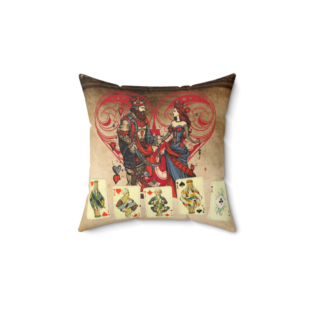 King and Queen of Hearts Faux Suede Square Pillow