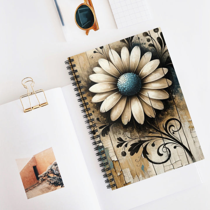 Rustic Daisy Spiral Notebook - Ruled Line