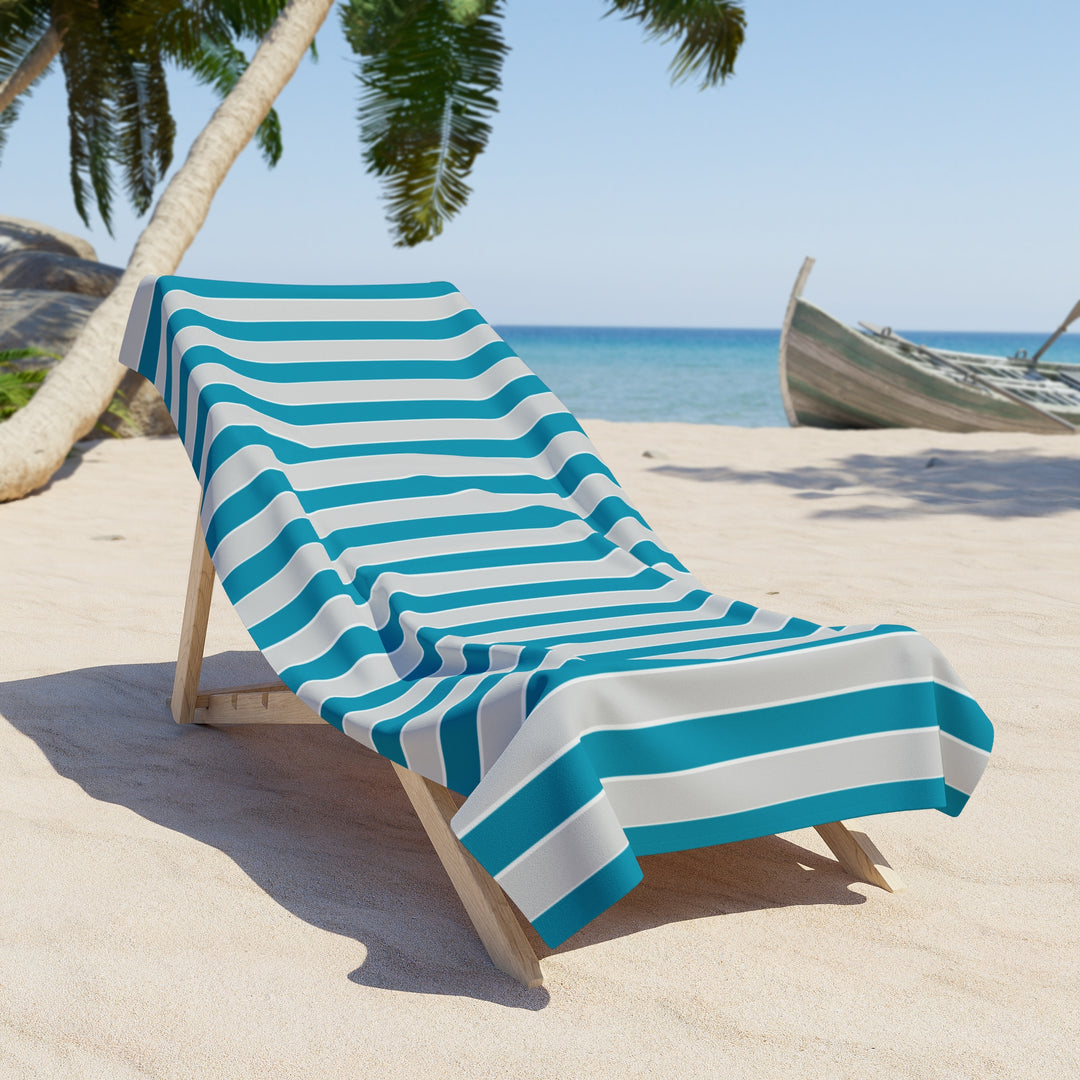 Blue and Grey Striped Beach Towel