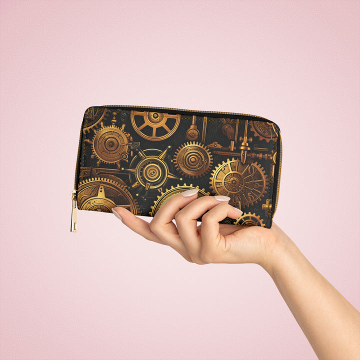 Golden Gears Zipper Wallet