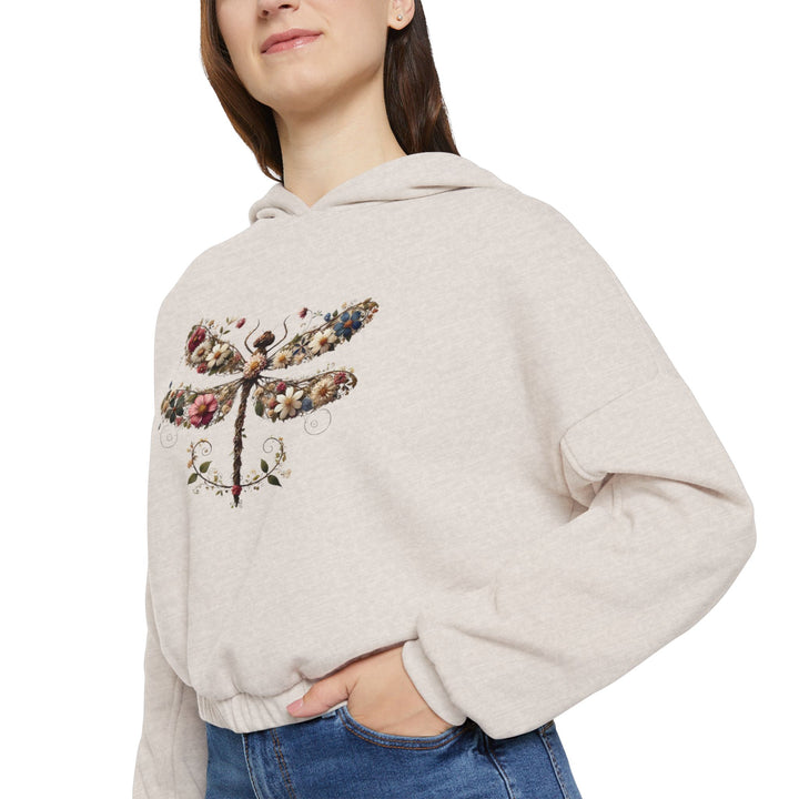 Flowered Butterfly Women's Cinched Bottom Hoodie