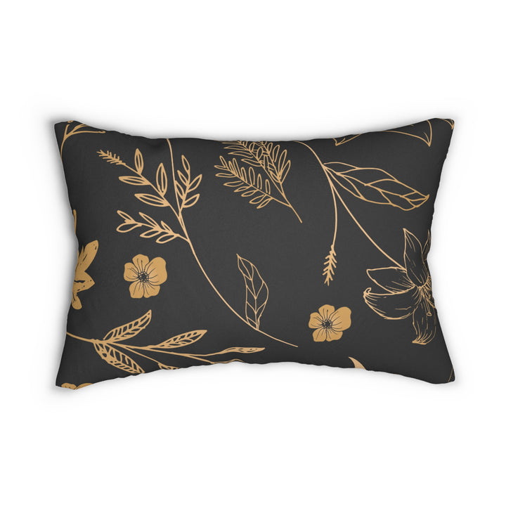 Golden Flowers Spun Polyester Lumbar Pillow