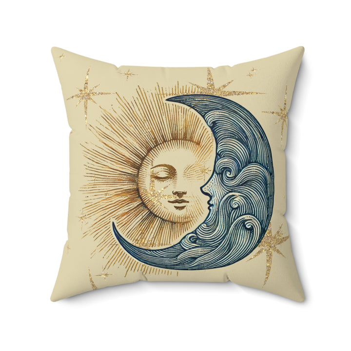 Sun and Moon Faux Suede Square Pillow