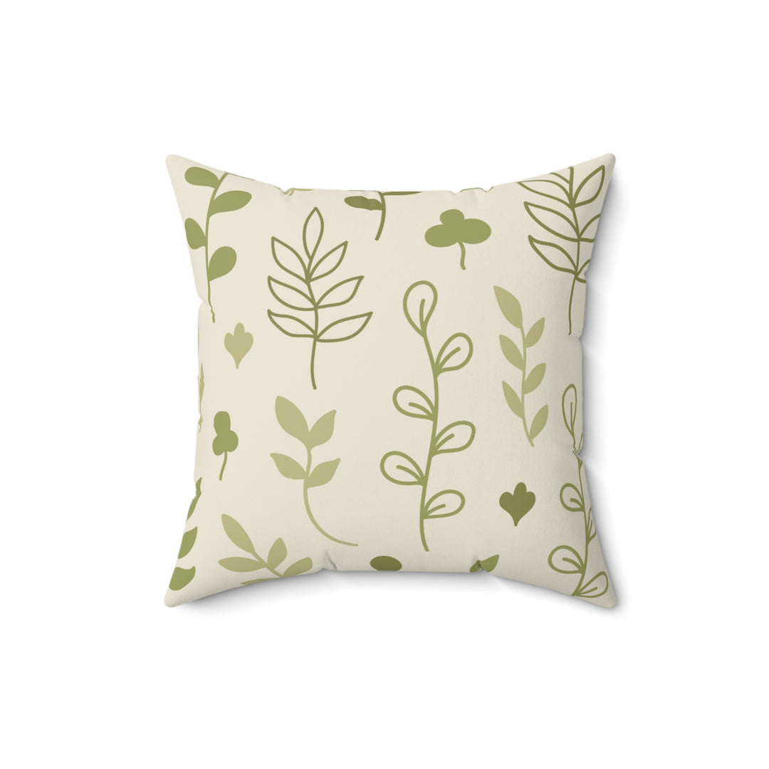 Green Leaves Spun Polyester Square Pillow