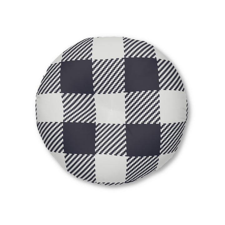 Checkered Tufted Floor Pillow, Round