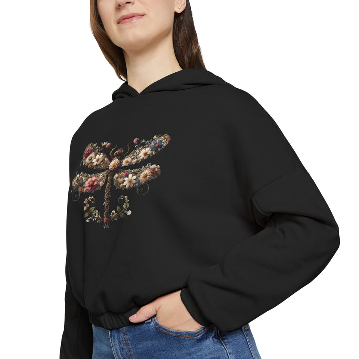 Flowered Butterfly Women's Cinched Bottom Hoodie