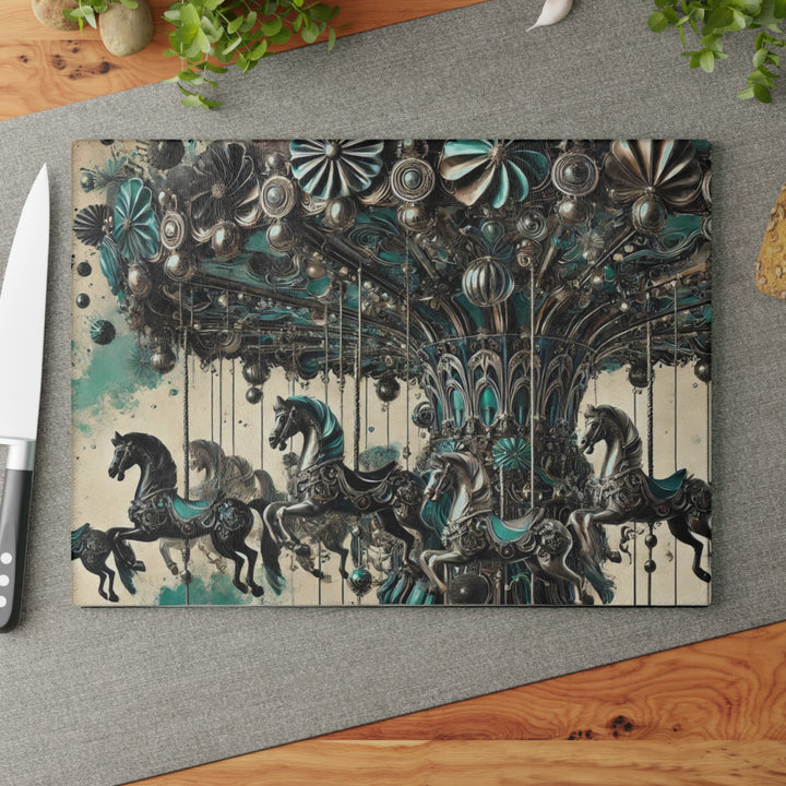 Dark Merry Go Round Glass Cutting Board