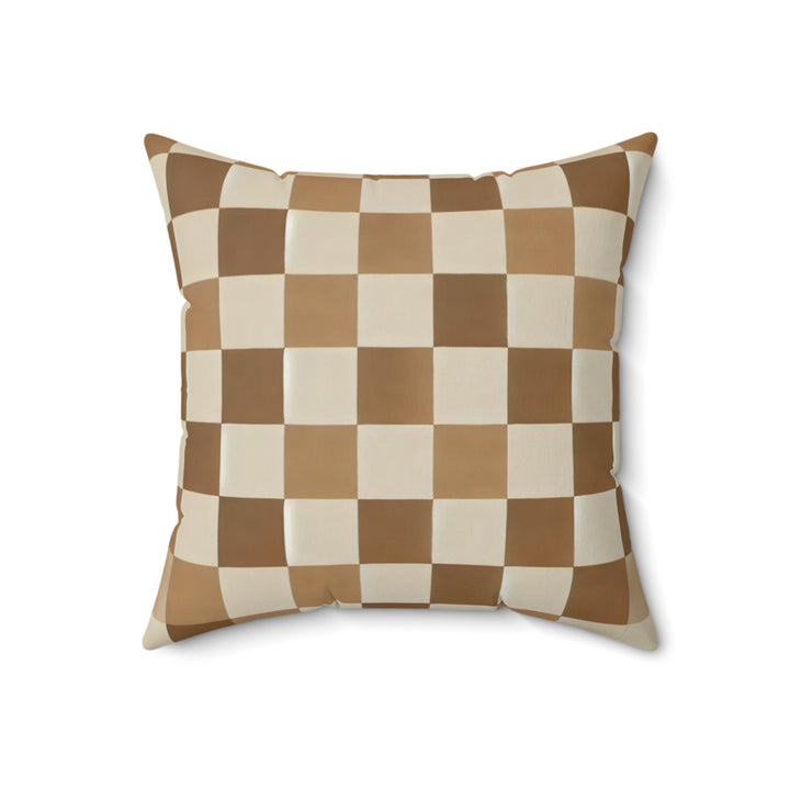 Checkered Faux Suede Square Pillow