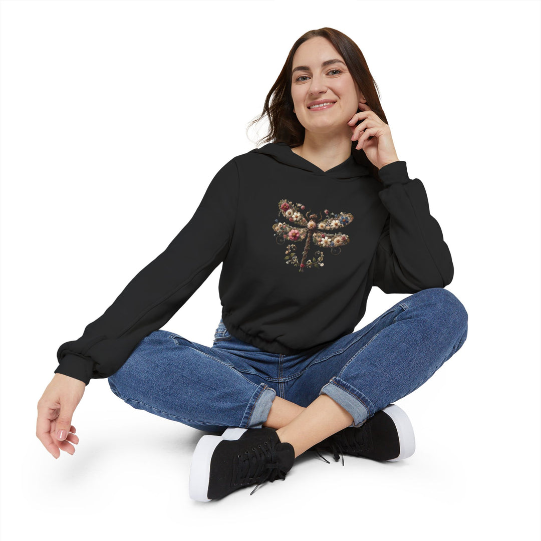 Flowered Butterfly Women's Cinched Bottom Hoodie