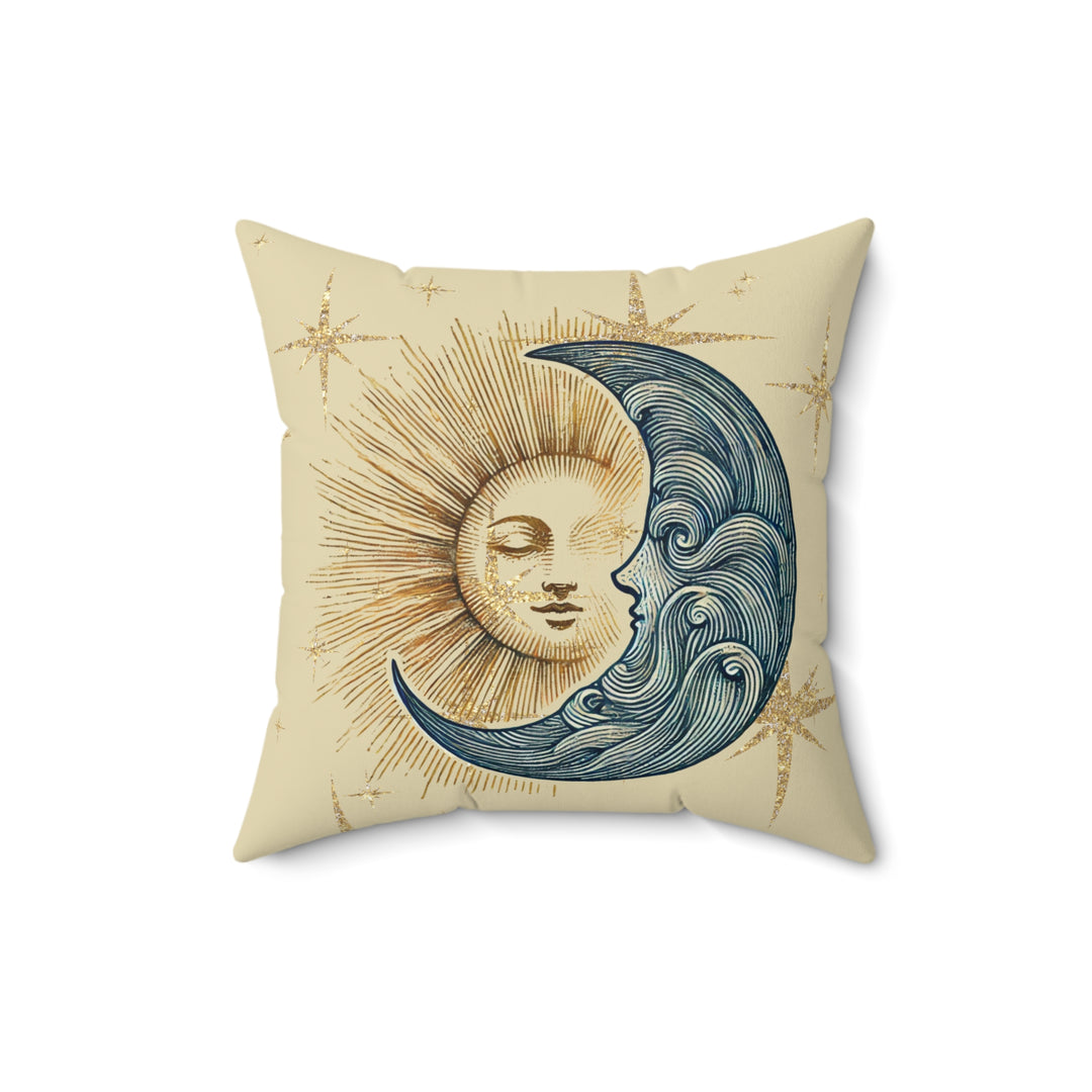 Sun and Moon Faux Suede Square Pillow