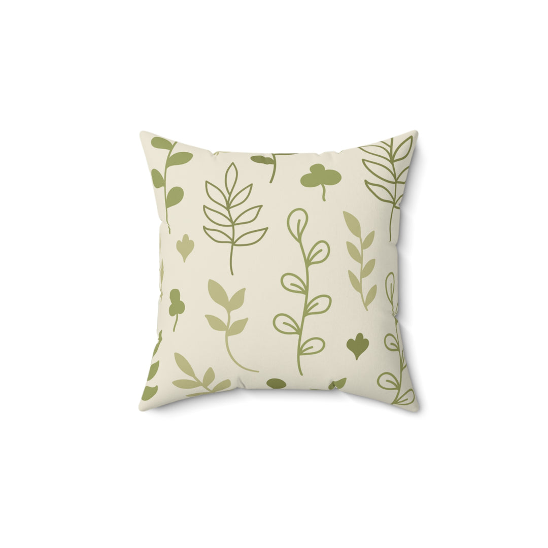 Green Leaves Spun Polyester Square Pillow