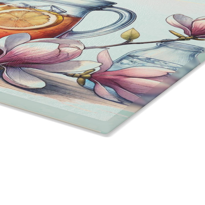 Sweet Tea and Magnolias Glass Cutting Board