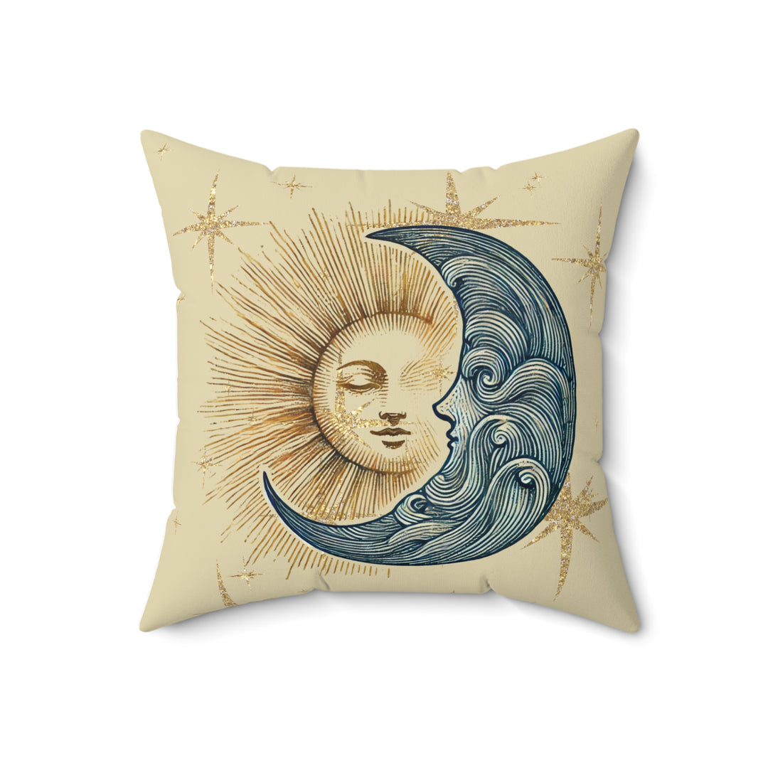 Sun and Moon Faux Suede Square Pillow