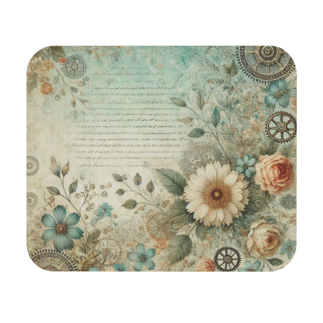 Vintage Flowers and Gears Mouse Pad (Rectangle)