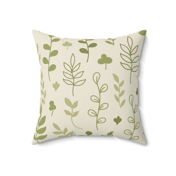 Green Leaves Spun Polyester Square Pillow