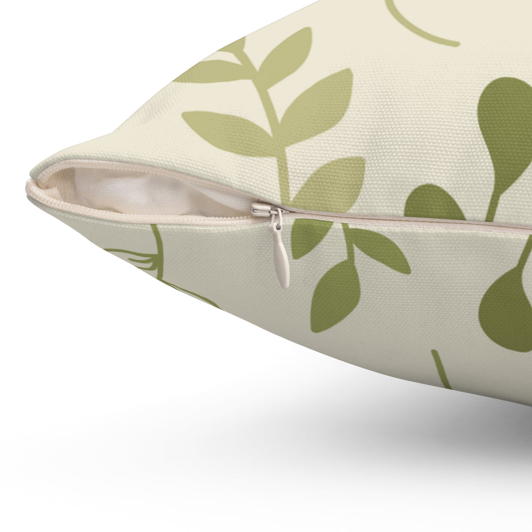 Green Leaves Spun Polyester Square Pillow