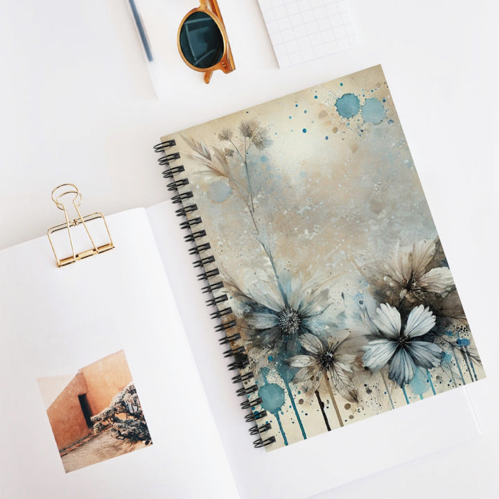 Painted Flowers Spiral Notebook - Ruled Line