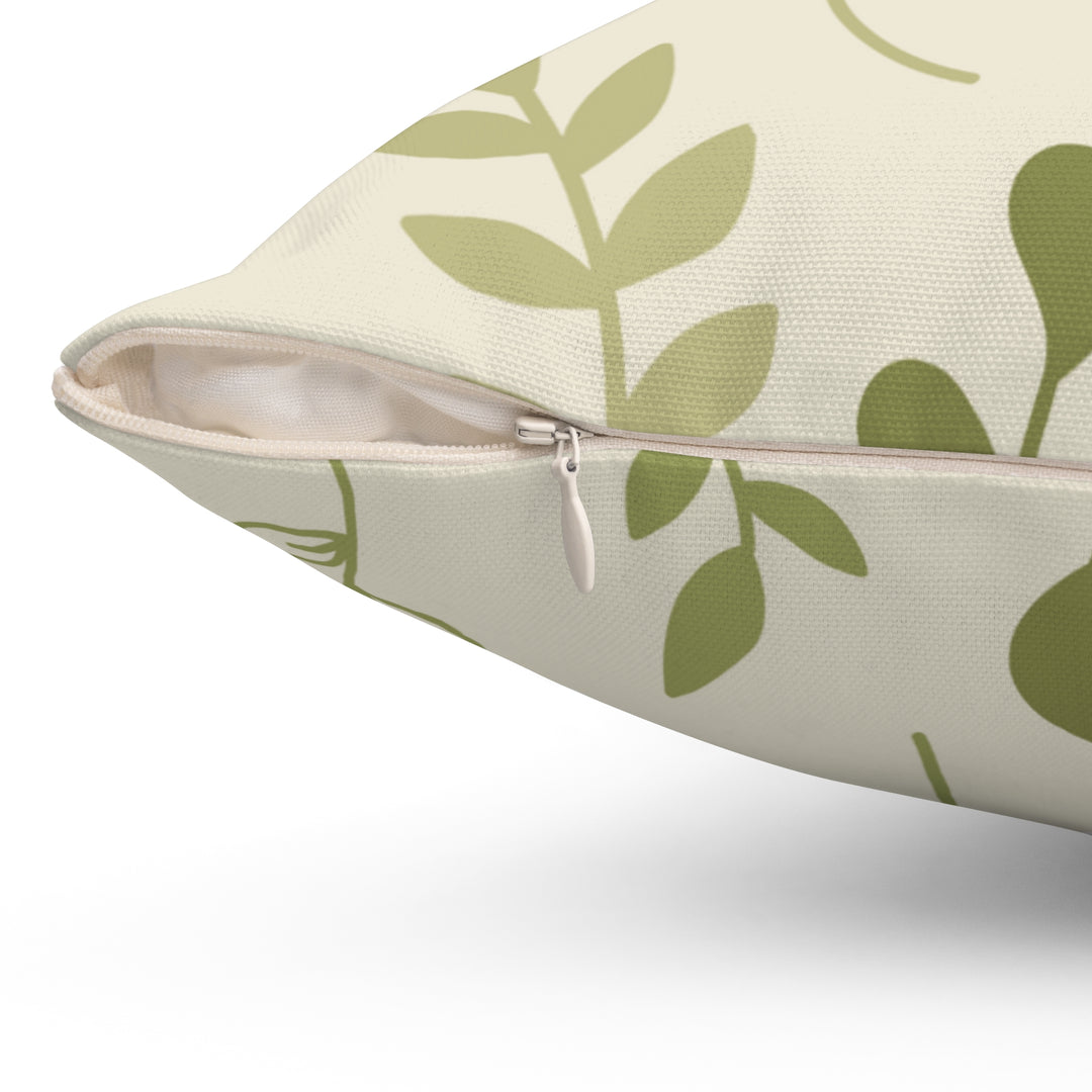 Green Leaves Spun Polyester Square Pillow