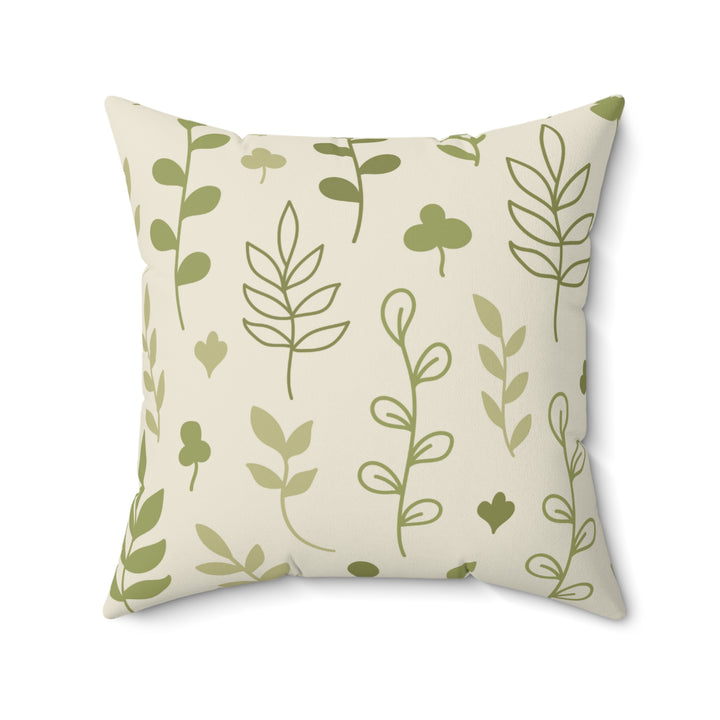 Green Leaves Spun Polyester Square Pillow