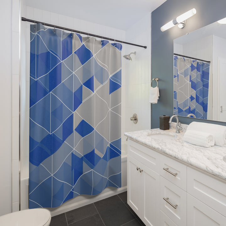 Blue Geometric Shower Curtains