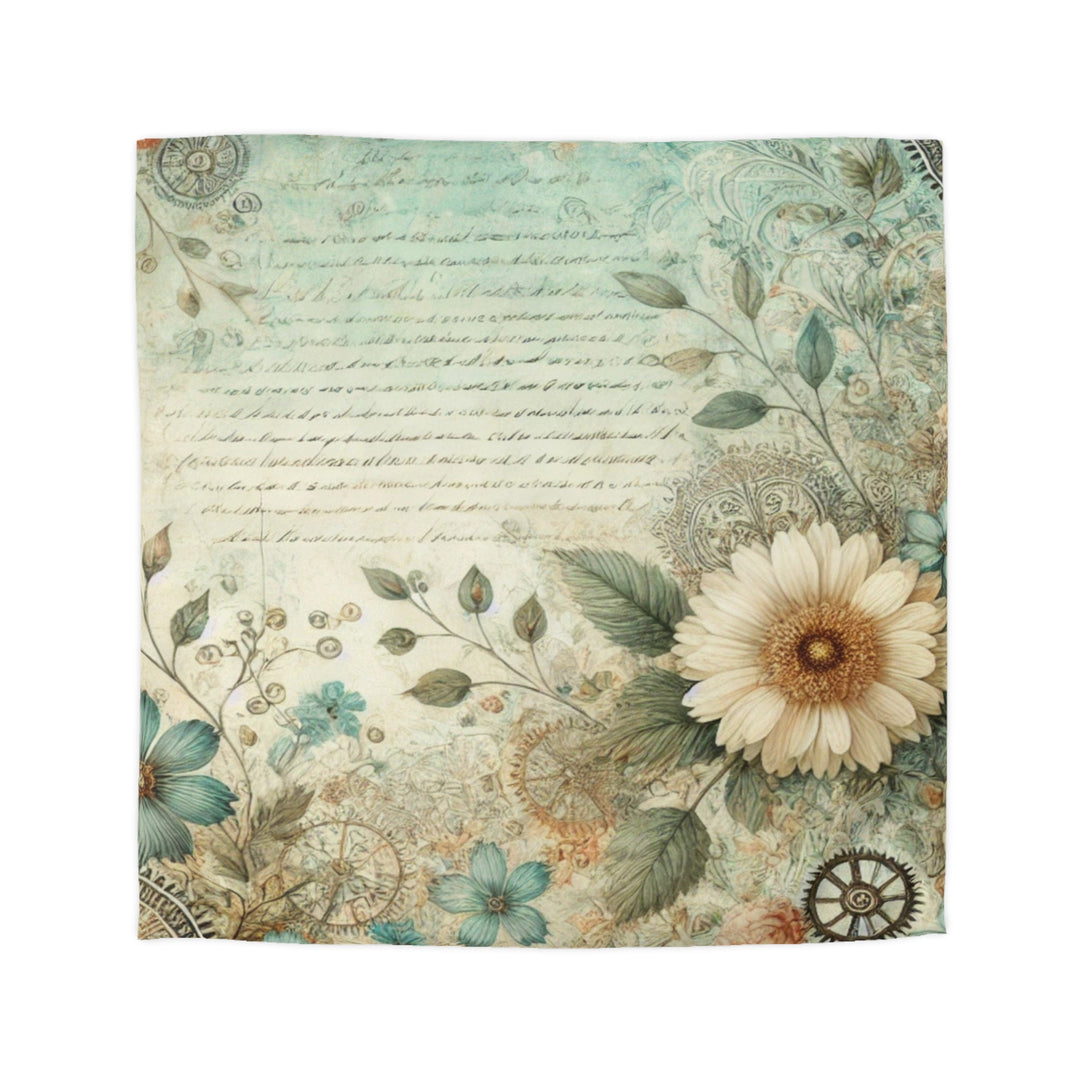 Vintage Flowers And Gears Microfiber Duvet Cover