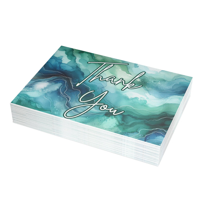 Teal Watercolor Thank You Postcard Bundles (envelopes included)