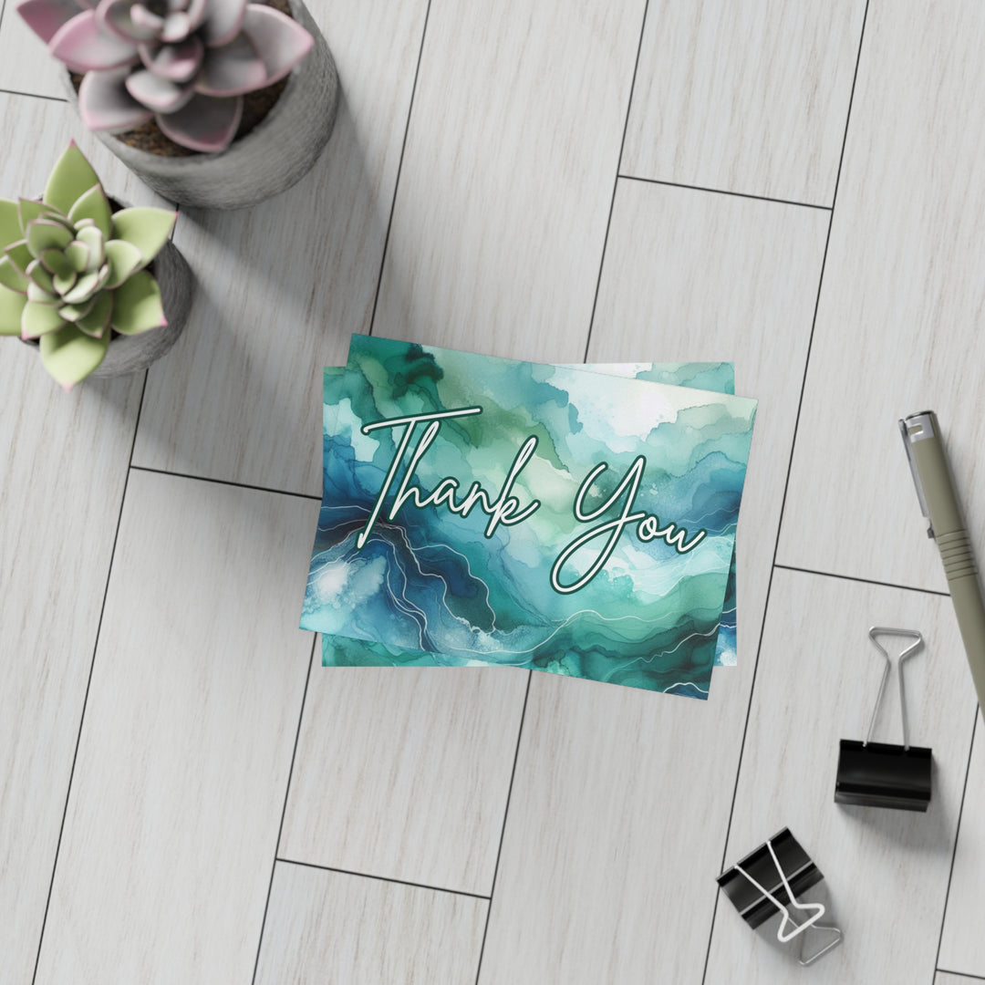 Teal Watercolor Thank You Postcard Bundles (envelopes included)