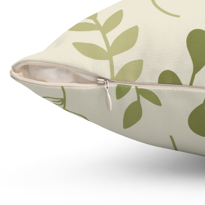 Green Leaves Spun Polyester Square Pillow