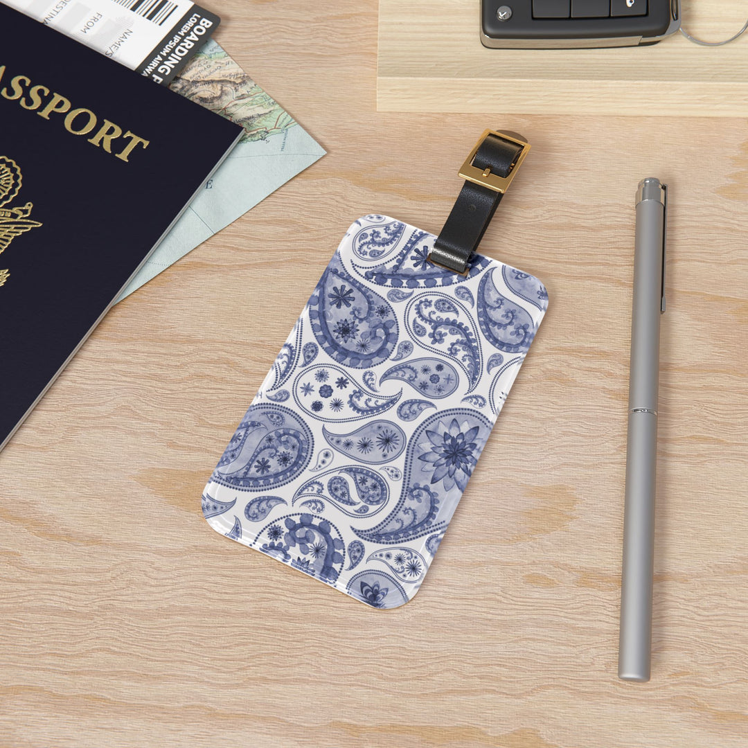 Blue Paisley Luggage Tag