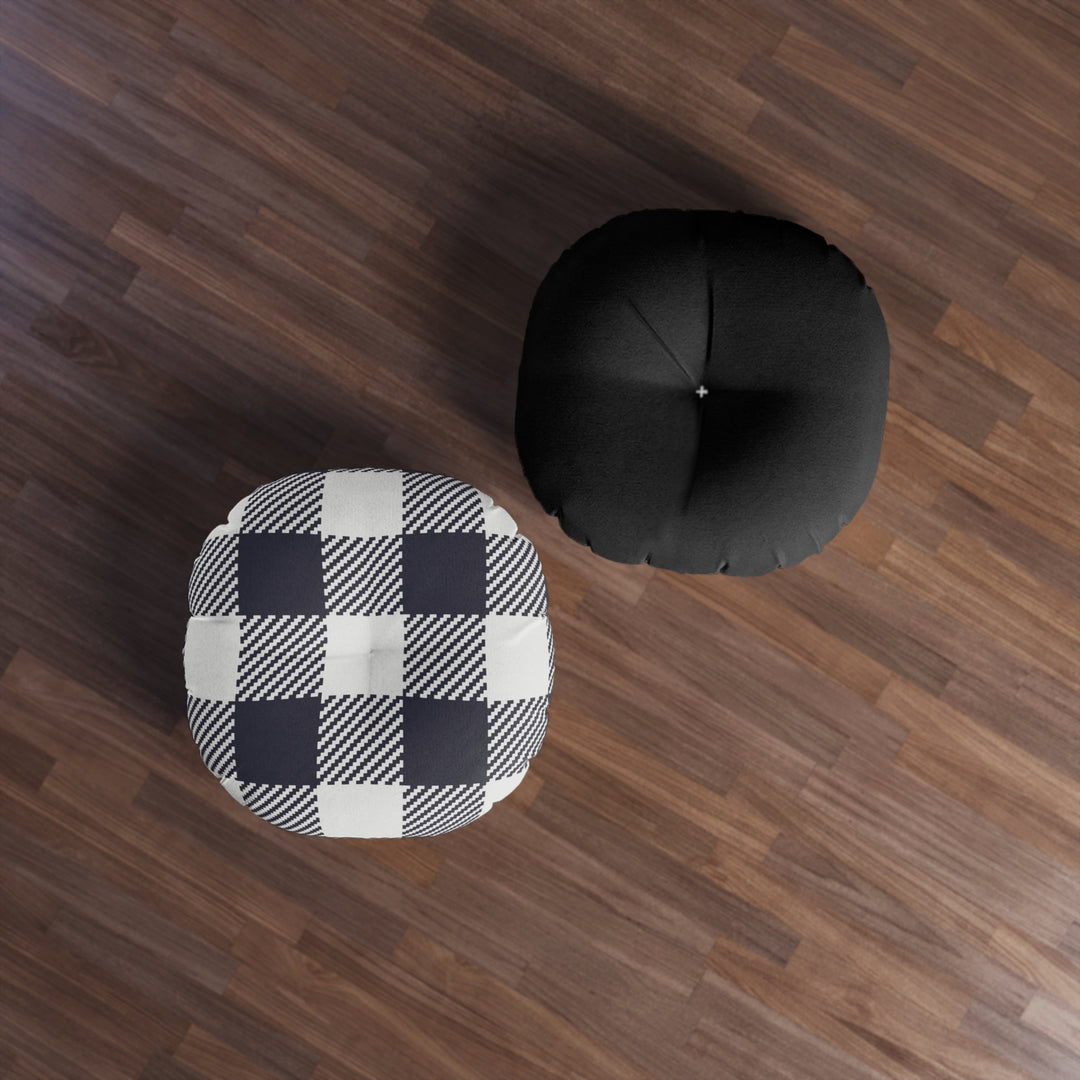 Checkered Tufted Floor Pillow, Round