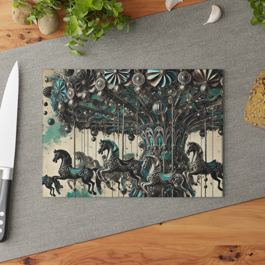 Dark Merry Go Round Glass Cutting Board