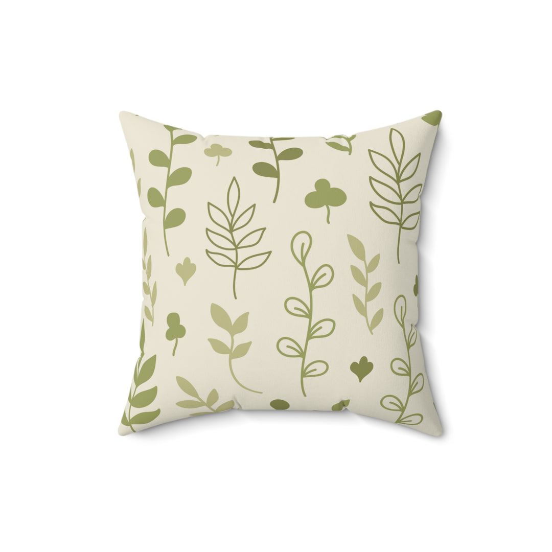 Green Leaves Spun Polyester Square Pillow