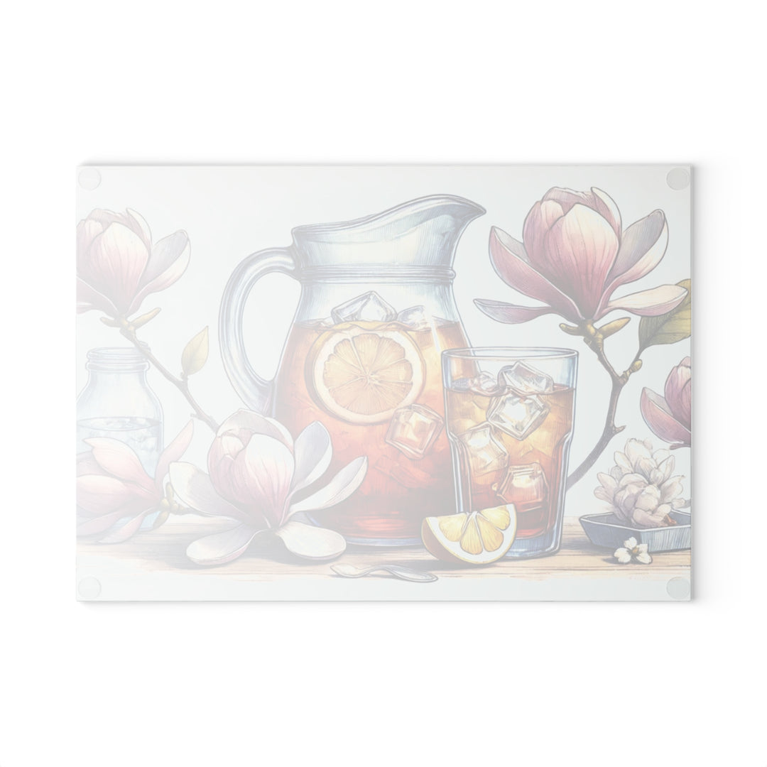 Sweet Tea and Magnolias Glass Cutting Board