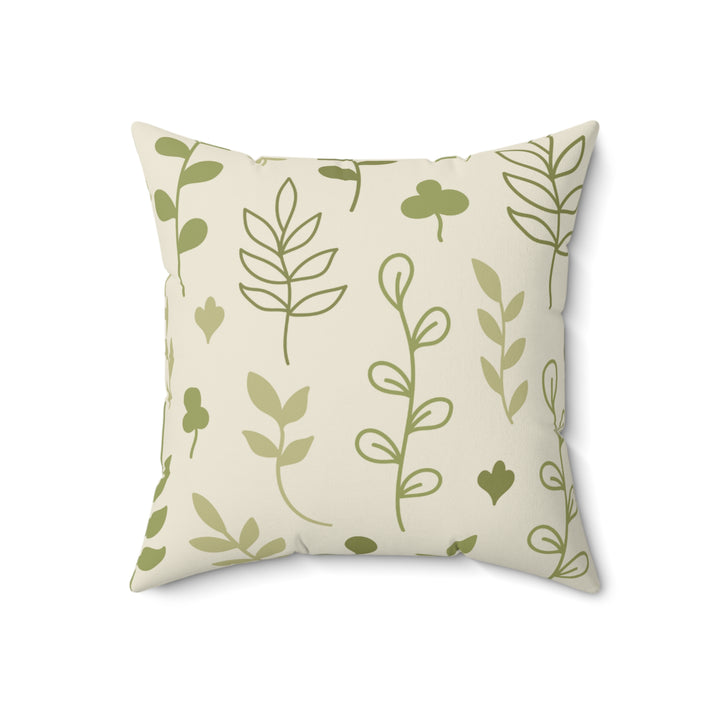 Green Leaves Spun Polyester Square Pillow