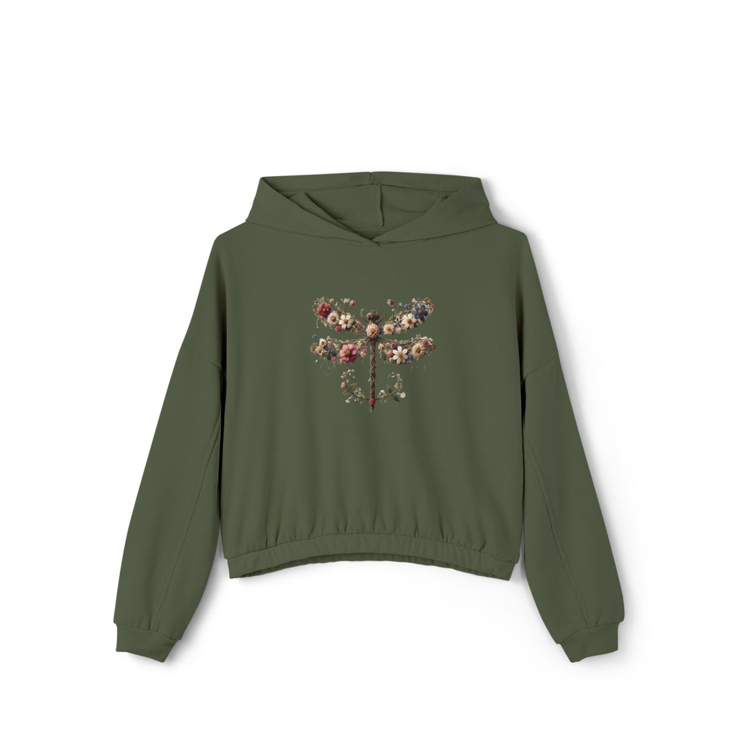 Flowered Butterfly Women's Cinched Bottom Hoodie