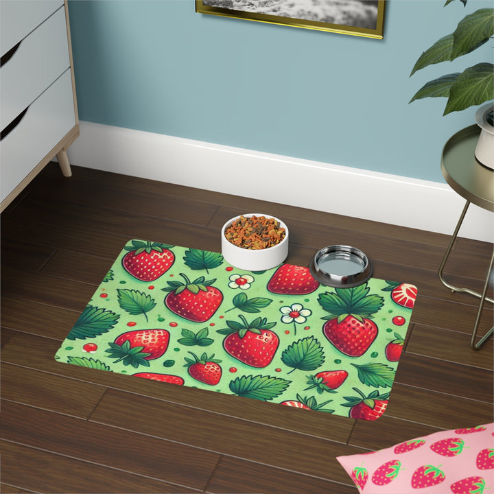 Strawberries Pet Food Mat (12x18)