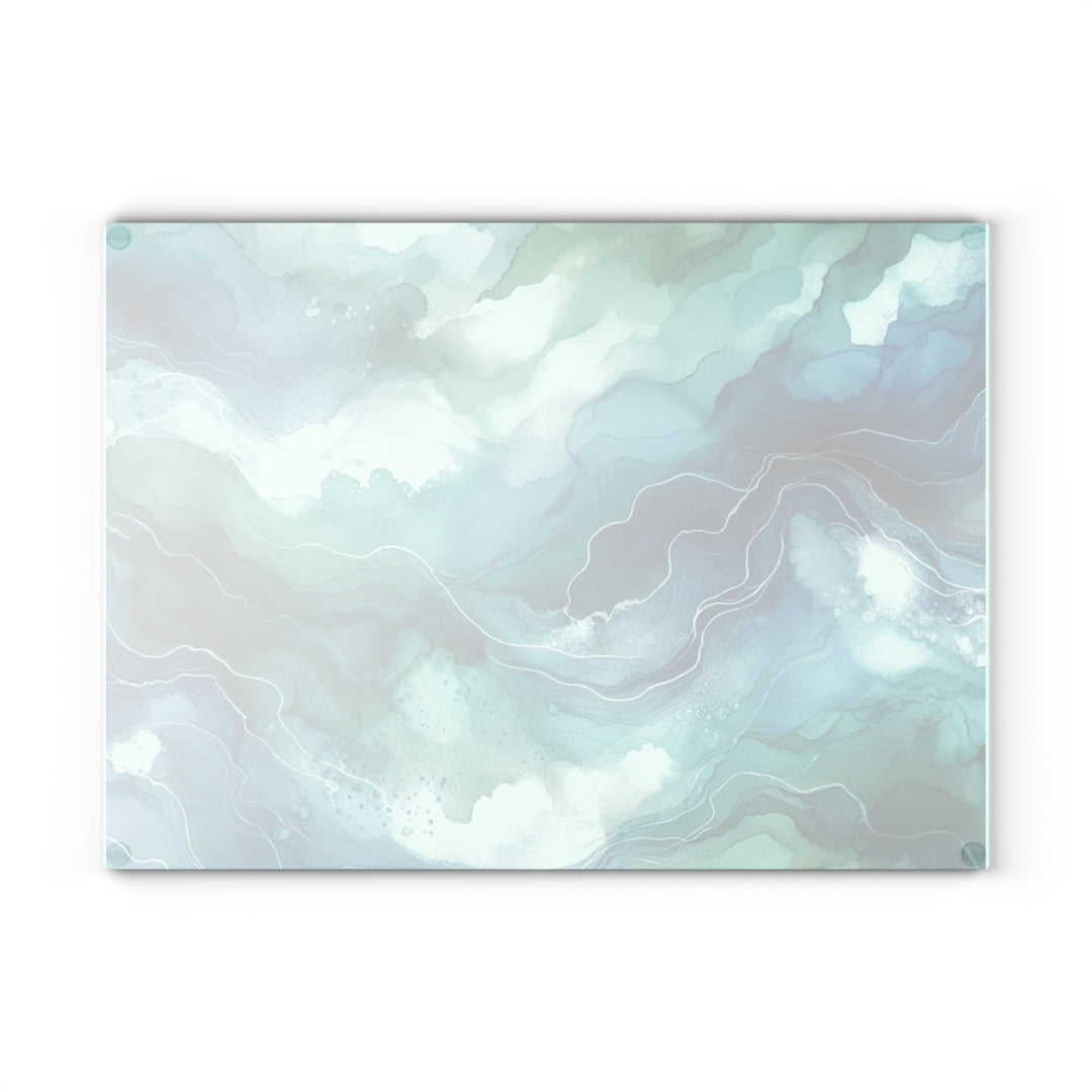 Teal Watercolor,  Glass Cutting Board