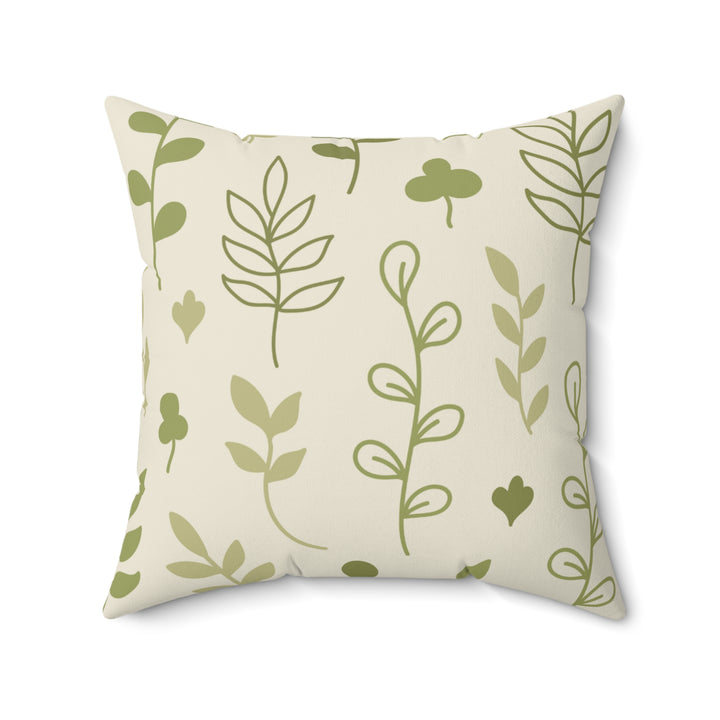 Green Leaves Spun Polyester Square Pillow