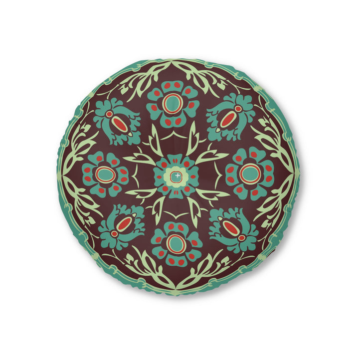 Boho Mosaic Tufted Floor Pillow, Round