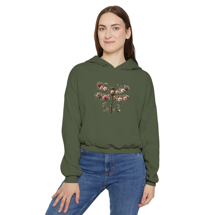 Flowered Butterfly Women's Cinched Bottom Hoodie