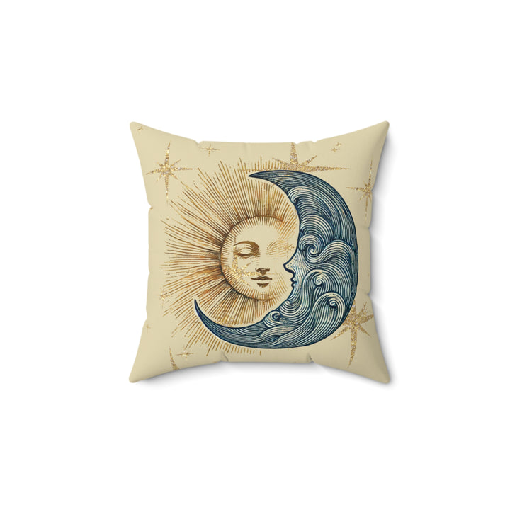 Sun and Moon Faux Suede Square Pillow