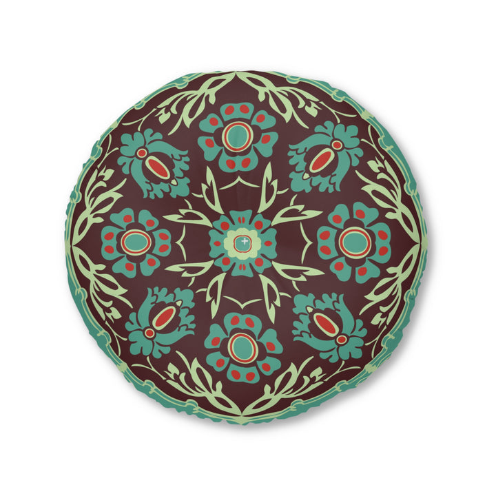 Boho Mosaic Tufted Floor Pillow, Round