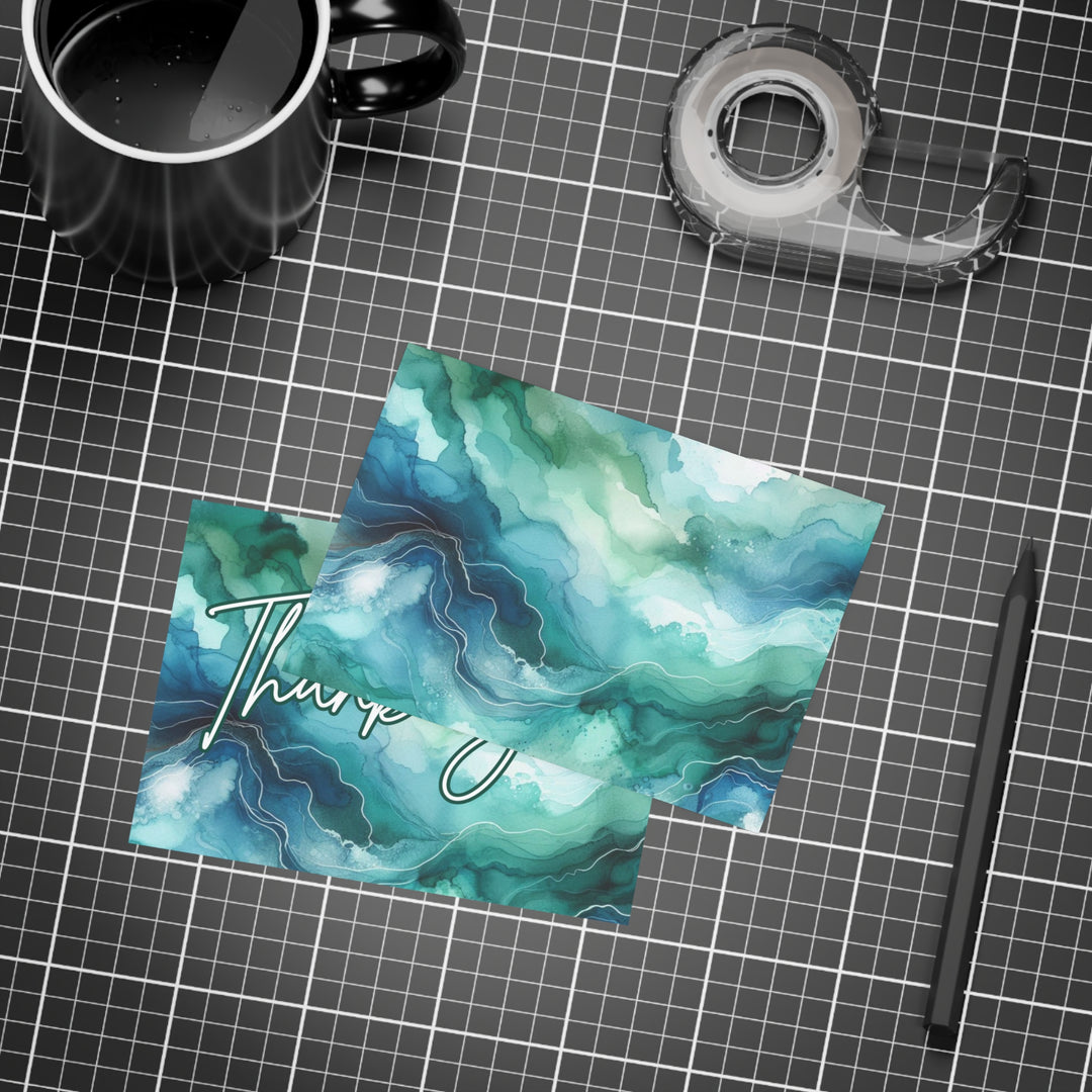 Teal Watercolor Thank You Postcard Bundles (envelopes included)