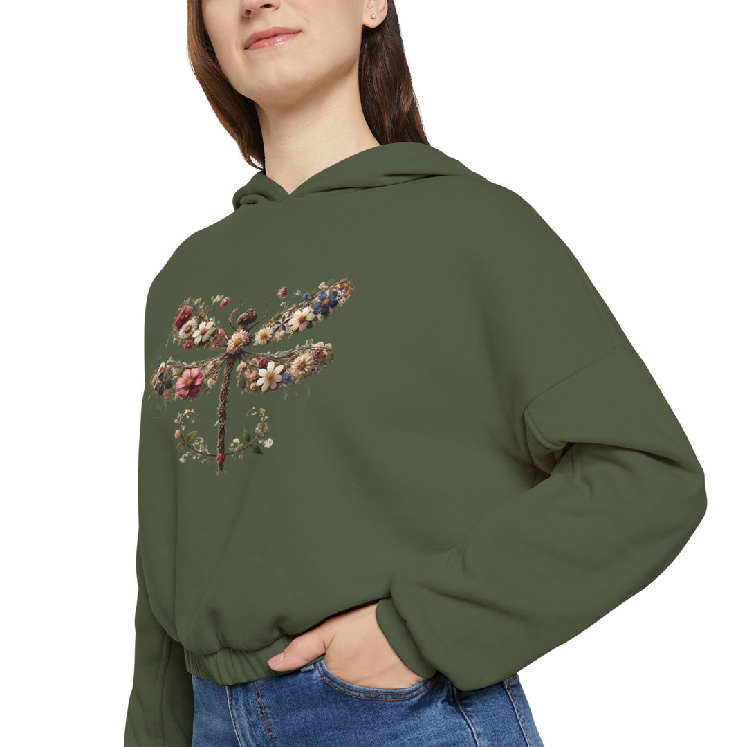 Flowered Butterfly Women's Cinched Bottom Hoodie