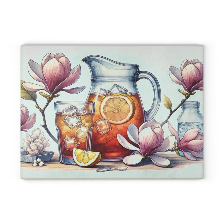 Sweet Tea and Magnolias Glass Cutting Board