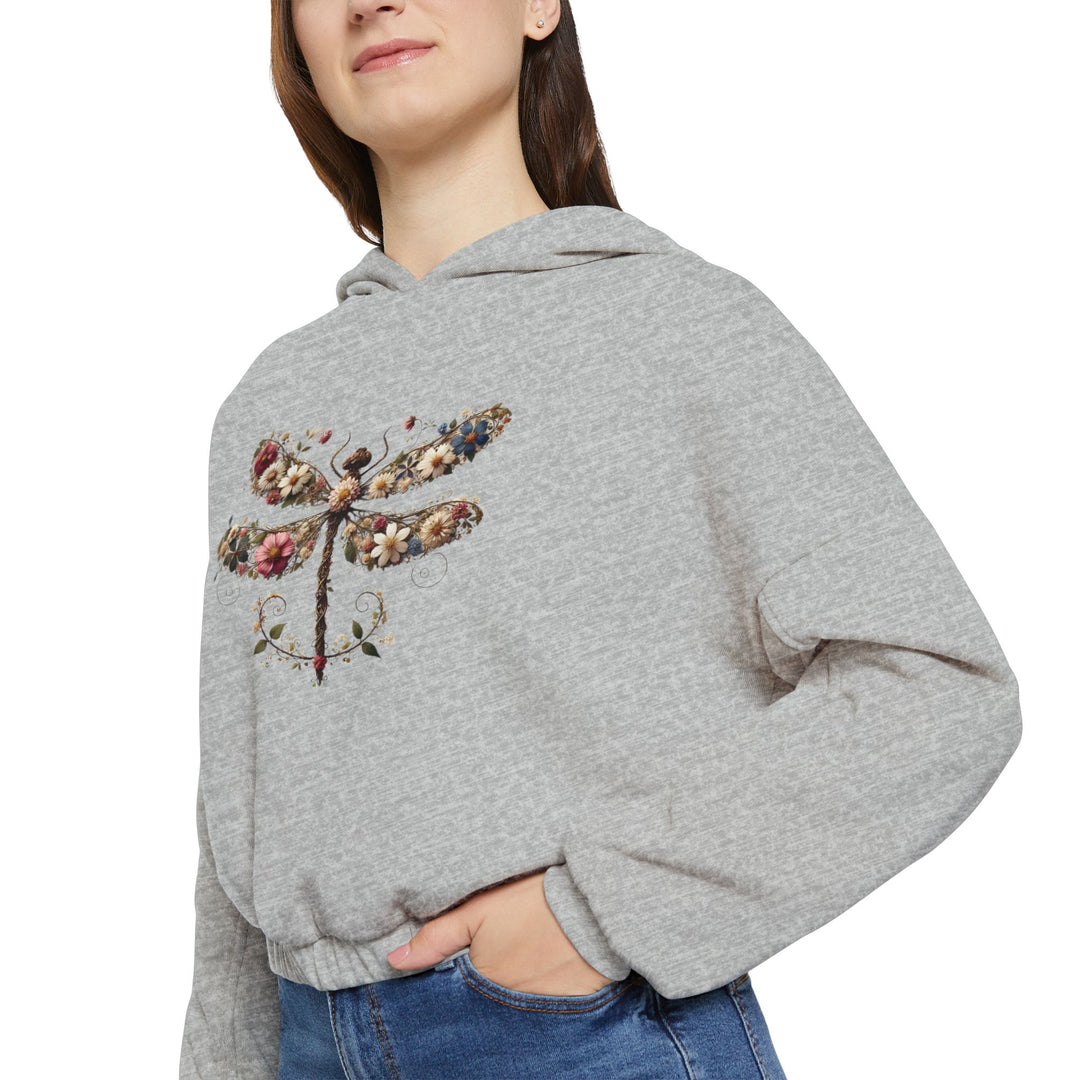 Flowered Butterfly Women's Cinched Bottom Hoodie