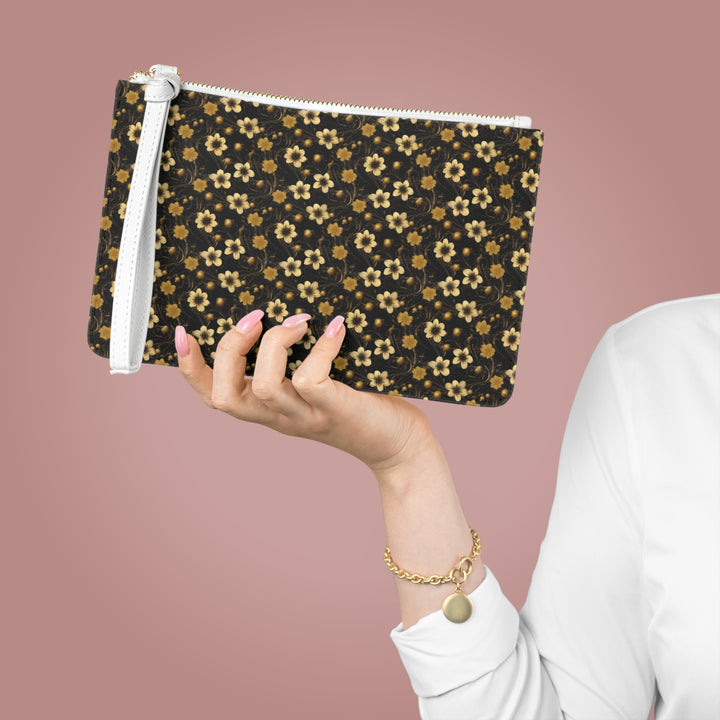 Gold Flowers Clutch Bag