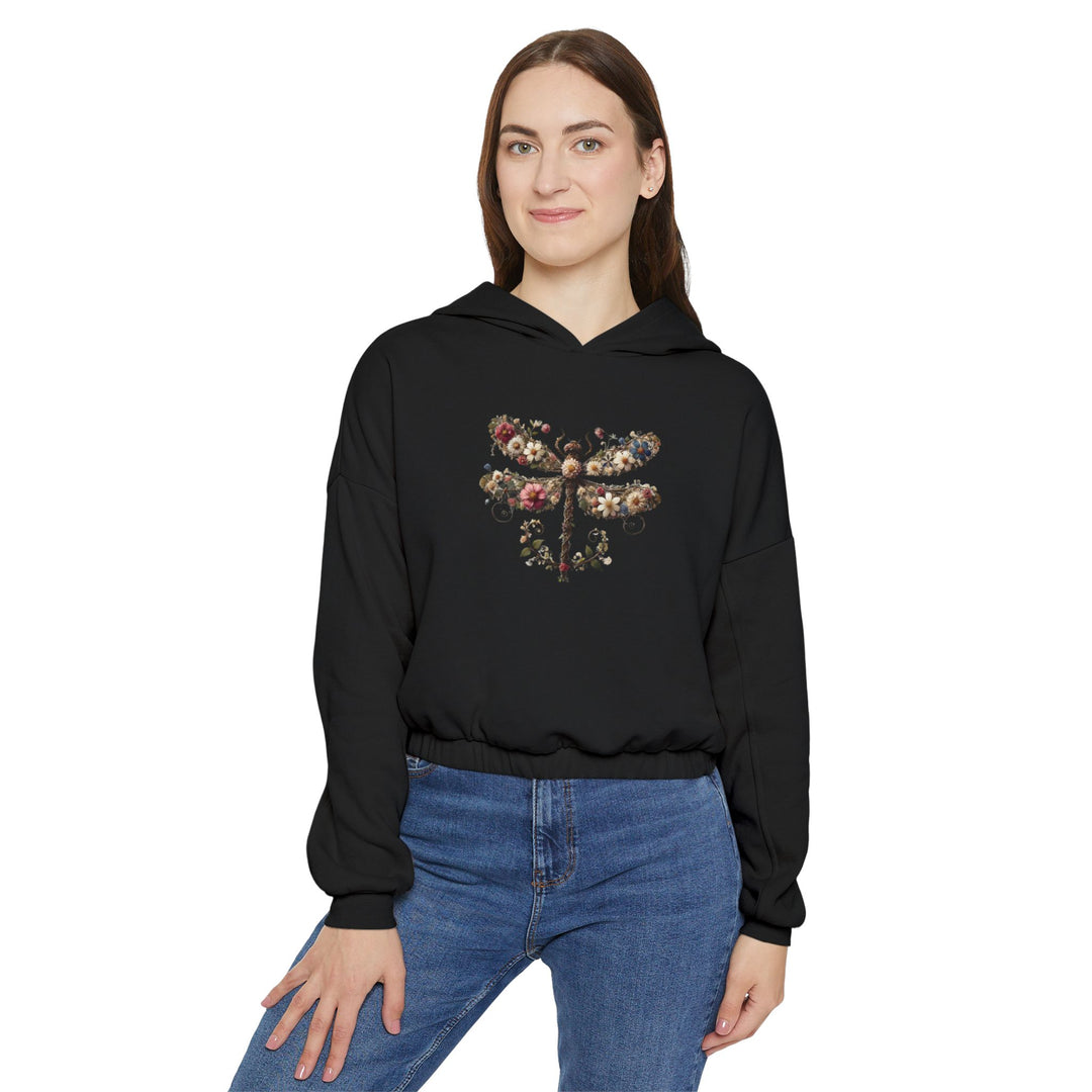 Flowered Butterfly Women's Cinched Bottom Hoodie