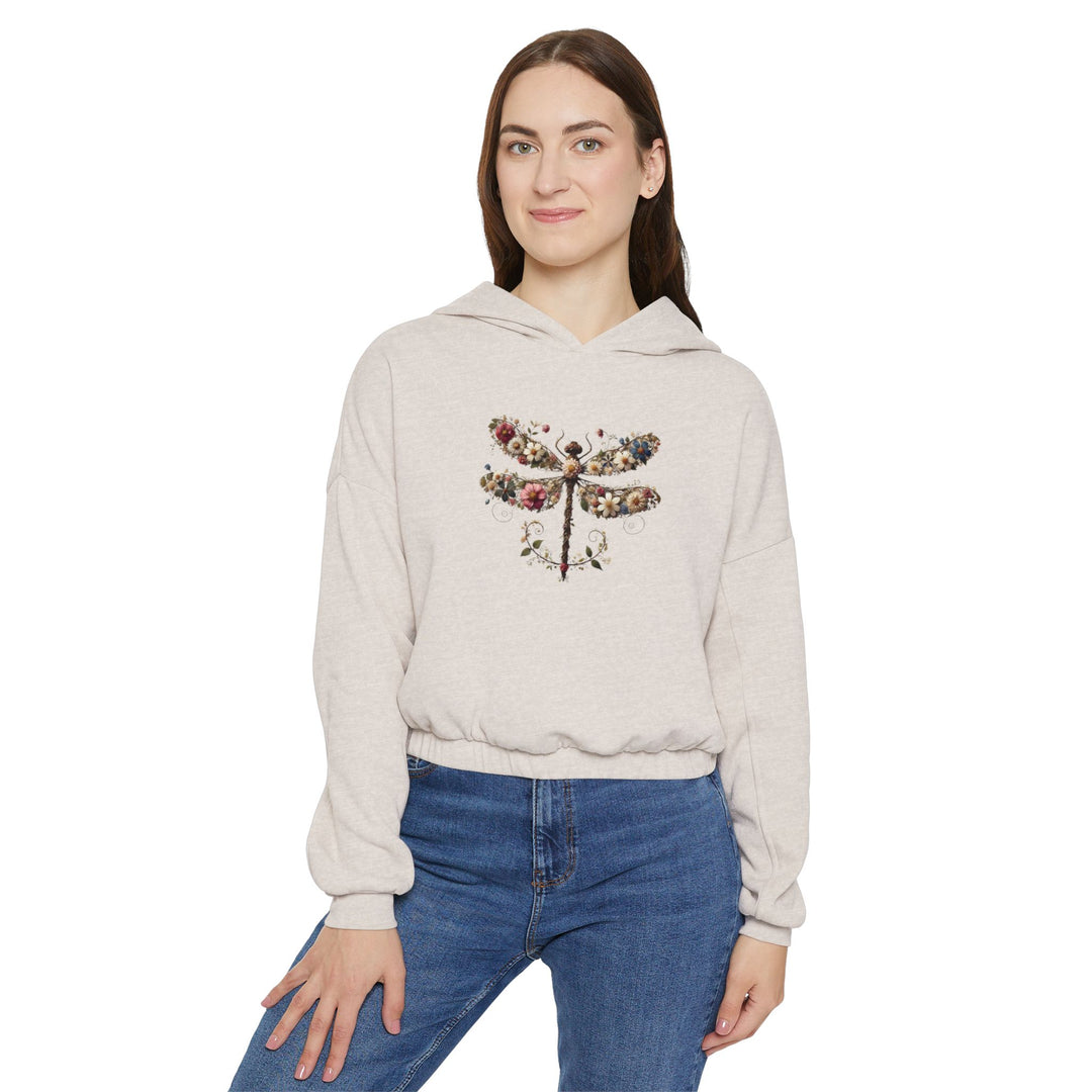 Flowered Butterfly Women's Cinched Bottom Hoodie